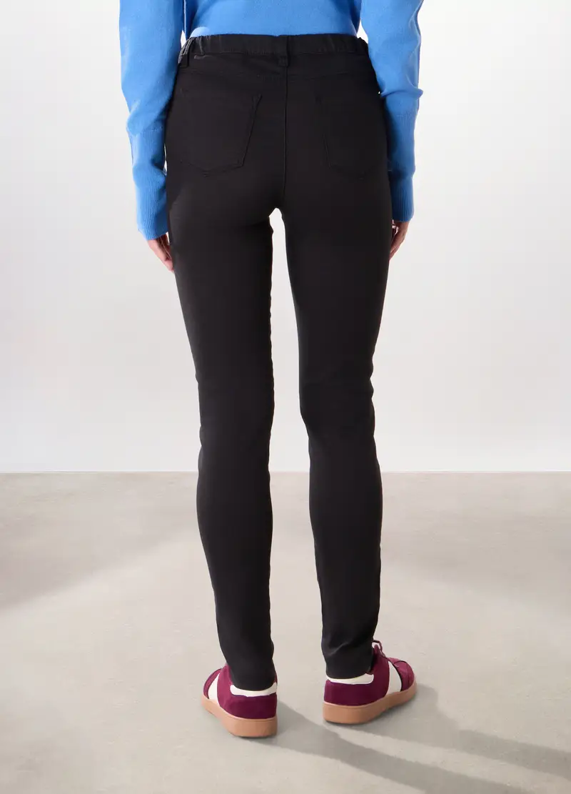 Treggings In Misto Cotone Stretch Donna, Nero miniatura 2