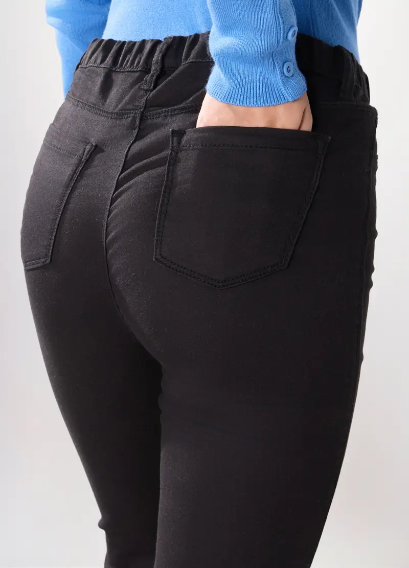 Treggings In Misto Cotone Stretch Donna, Nero miniatura 3