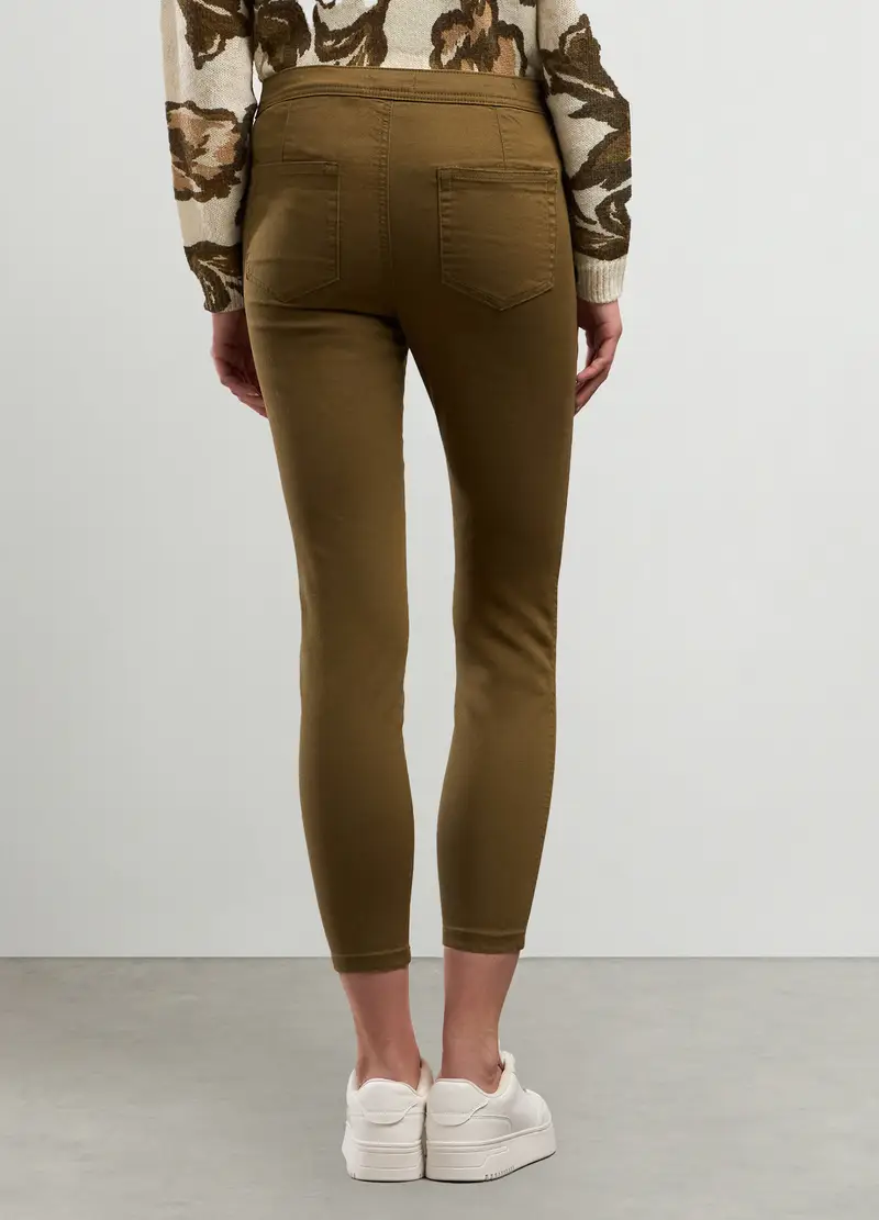 Treggings In Misto Cotone Stretch Donna, Verde oliva miniatura 2