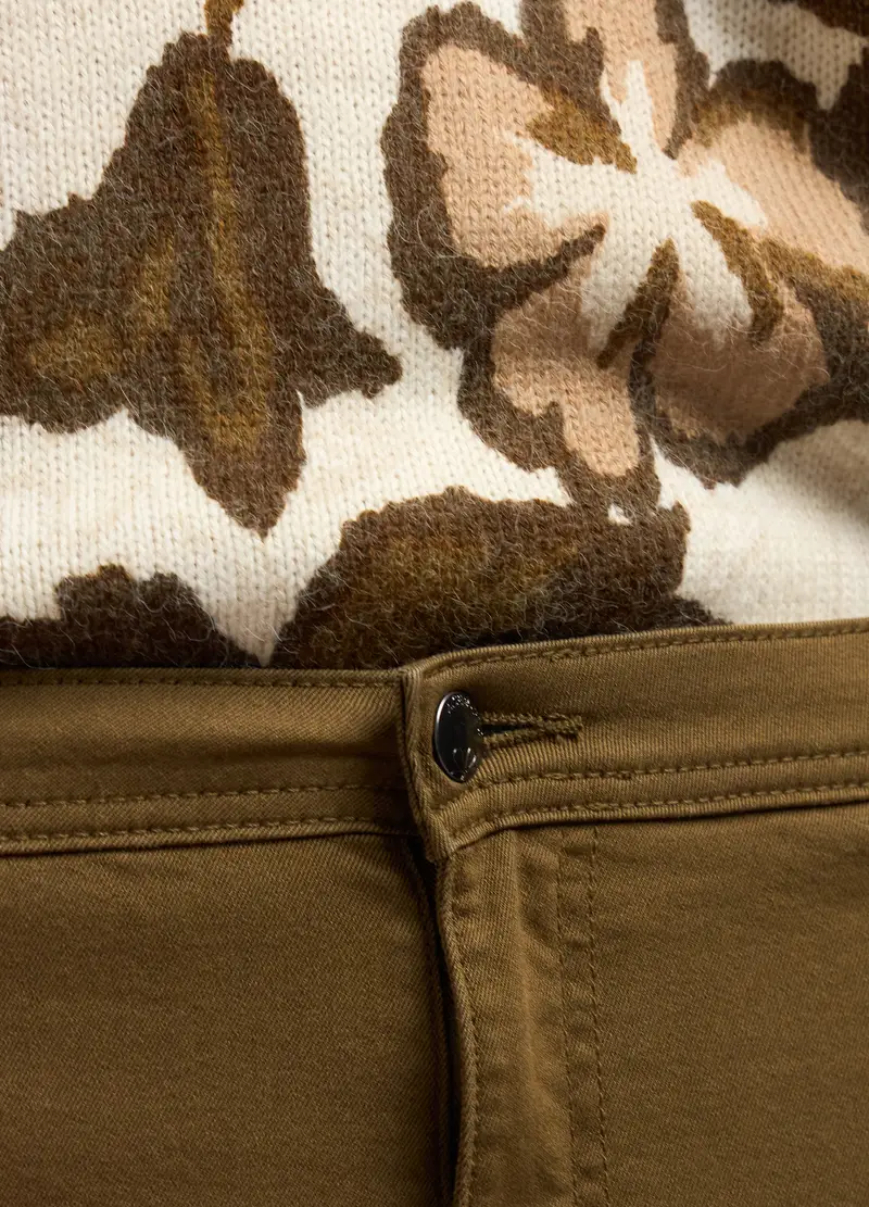 Treggings In Misto Cotone Stretch Donna, Verde oliva miniatura 3