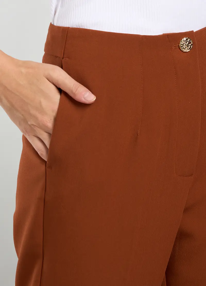 Treggings In Misto Viscosa Stretch Donna, Marrone cognac miniatura 3