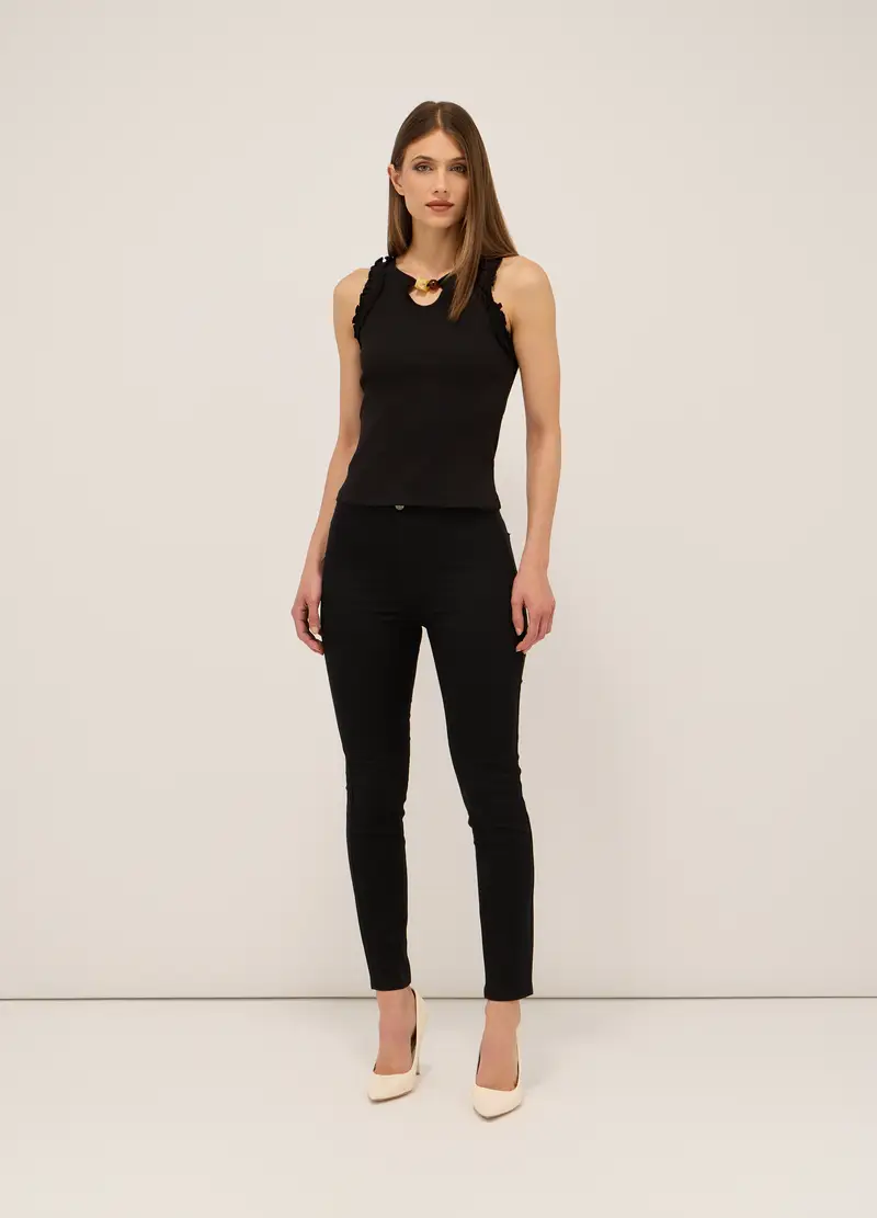 Upim, Treggings In Twill Di Misto Cotone Donna, Nero, Taglia: 40