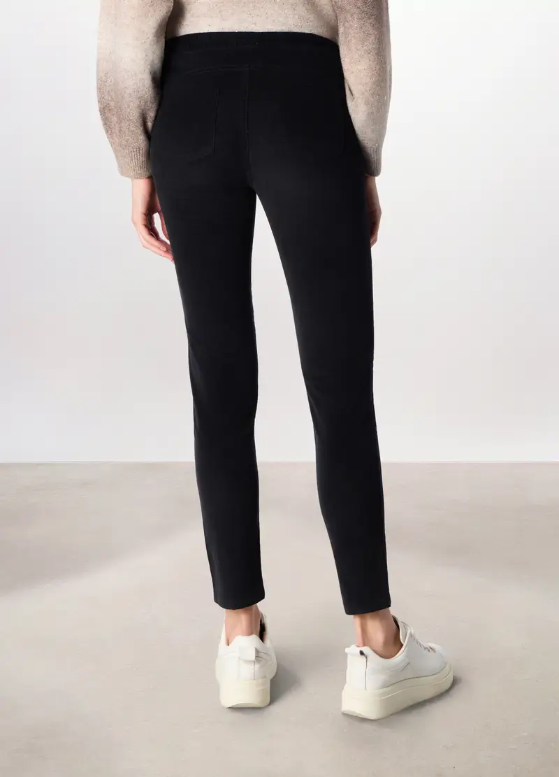 Treggings In Velluto A Coste Di Cotone Stretch Donna, Nero miniatura 2