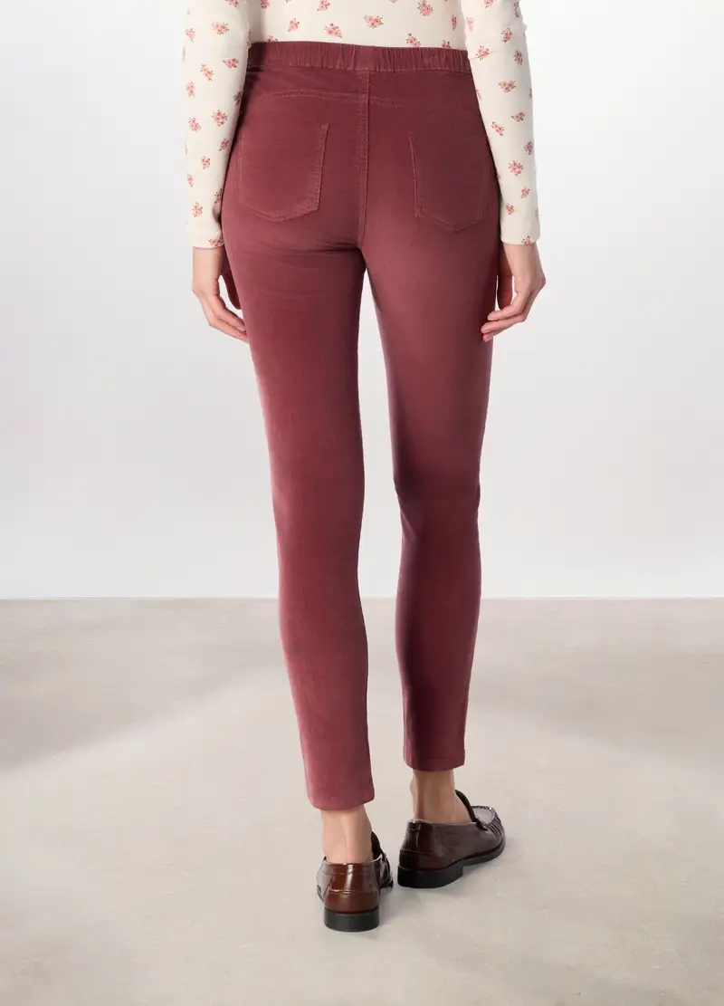 Treggings In Velluto A Coste Di Cotone Stretch Donna, Rosso mattone miniatura 2