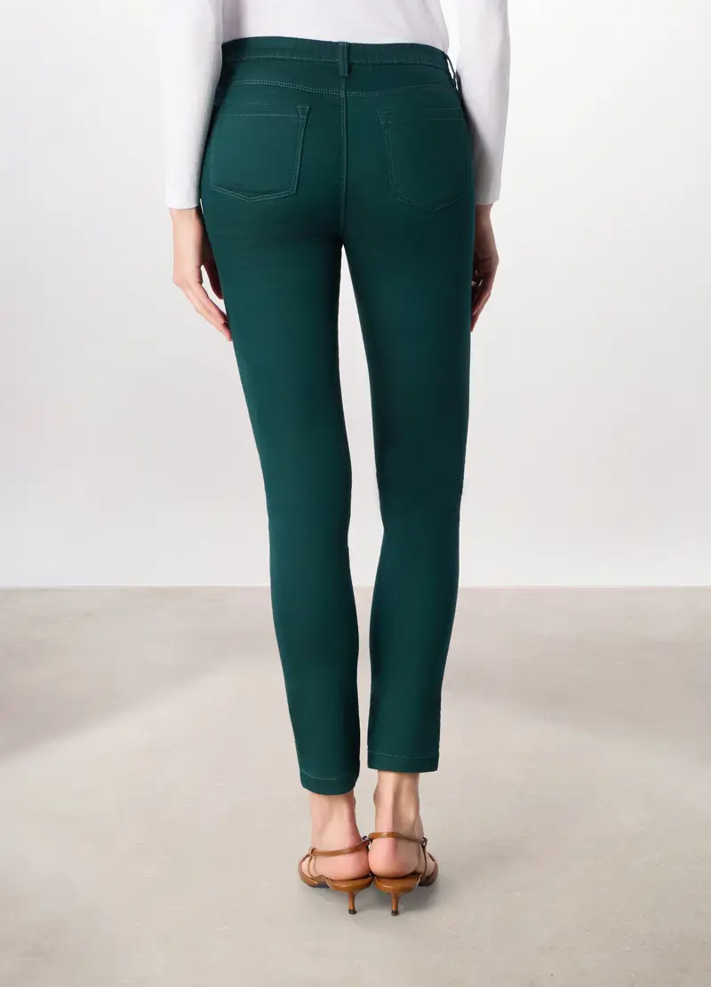 Treggings Misto Cotone Donna, Verde bosco miniatura 2