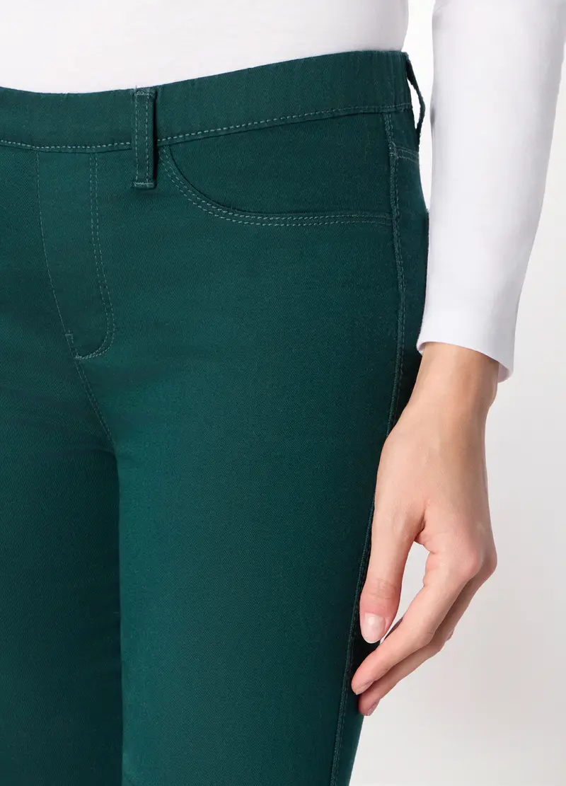 Treggings Misto Cotone Donna, Verde bosco miniatura 3