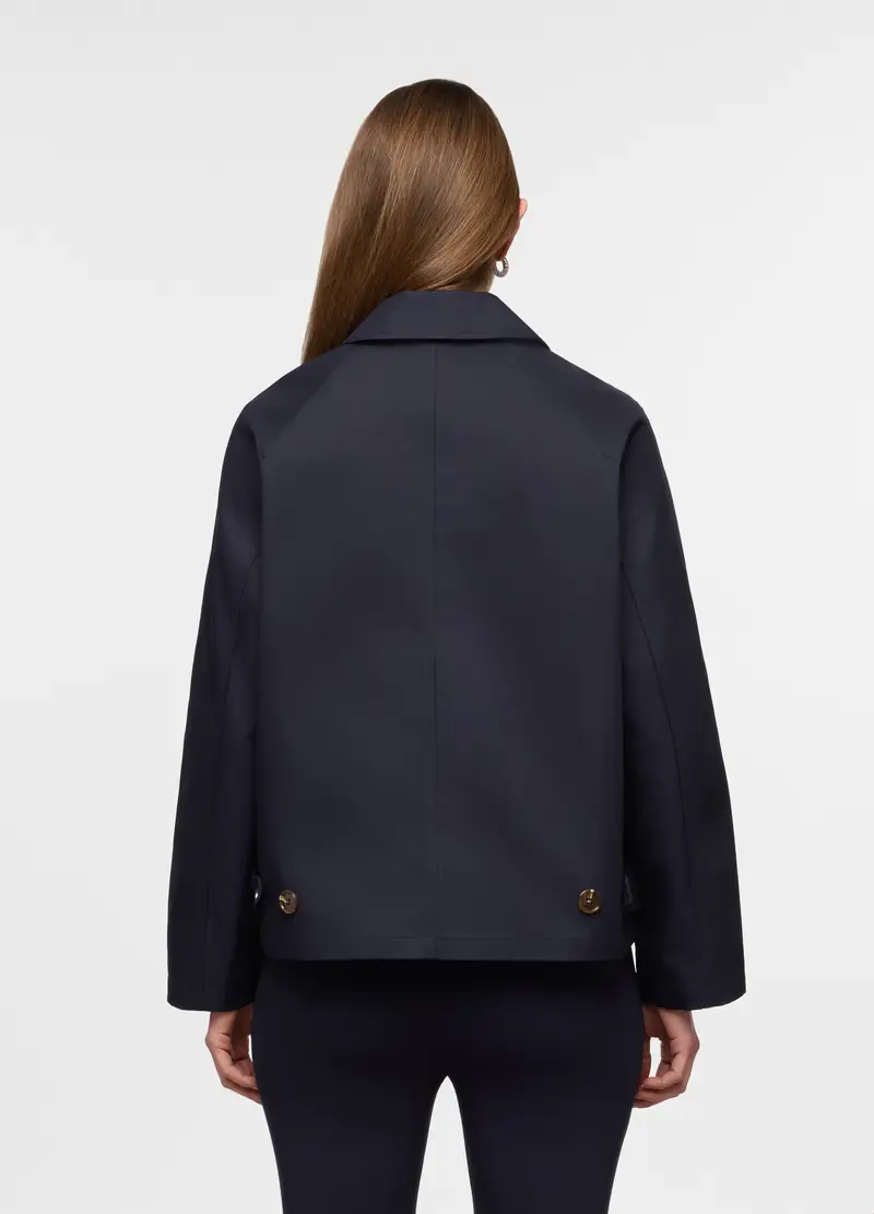 Trench Corto Misto Cotone Donna, Blu navy miniatura 2