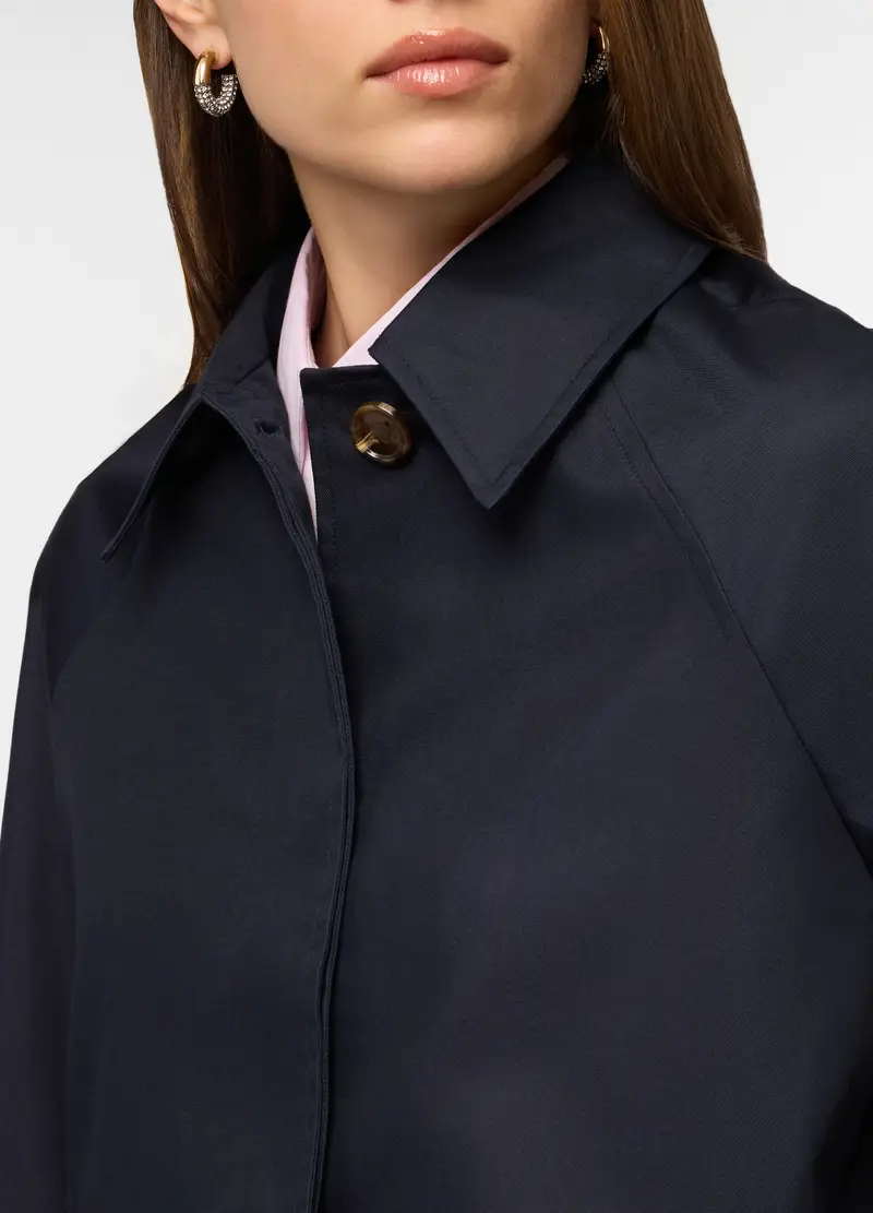 Trench Corto Misto Cotone Donna, Blu navy miniatura 3