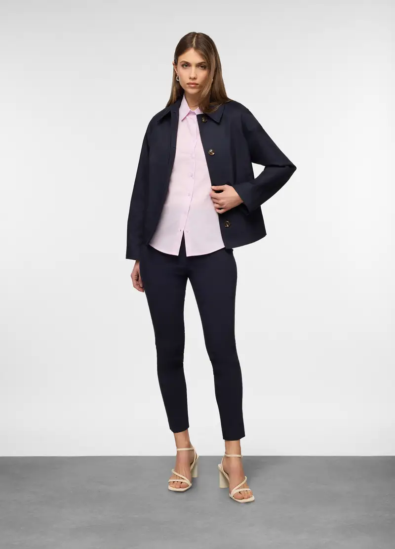 Trench Corto Misto Cotone Donna, Blu navy