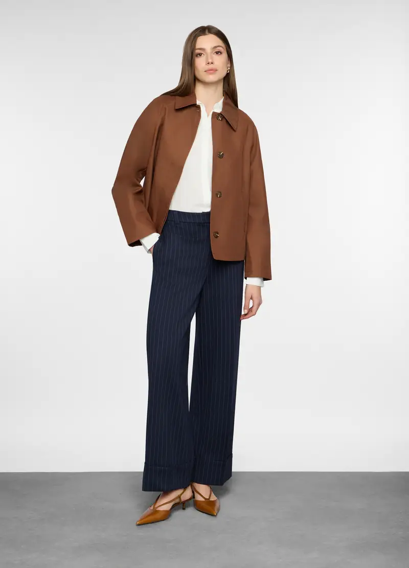 Trench Corto Misto Cotone Donna, Marrone cioccolato