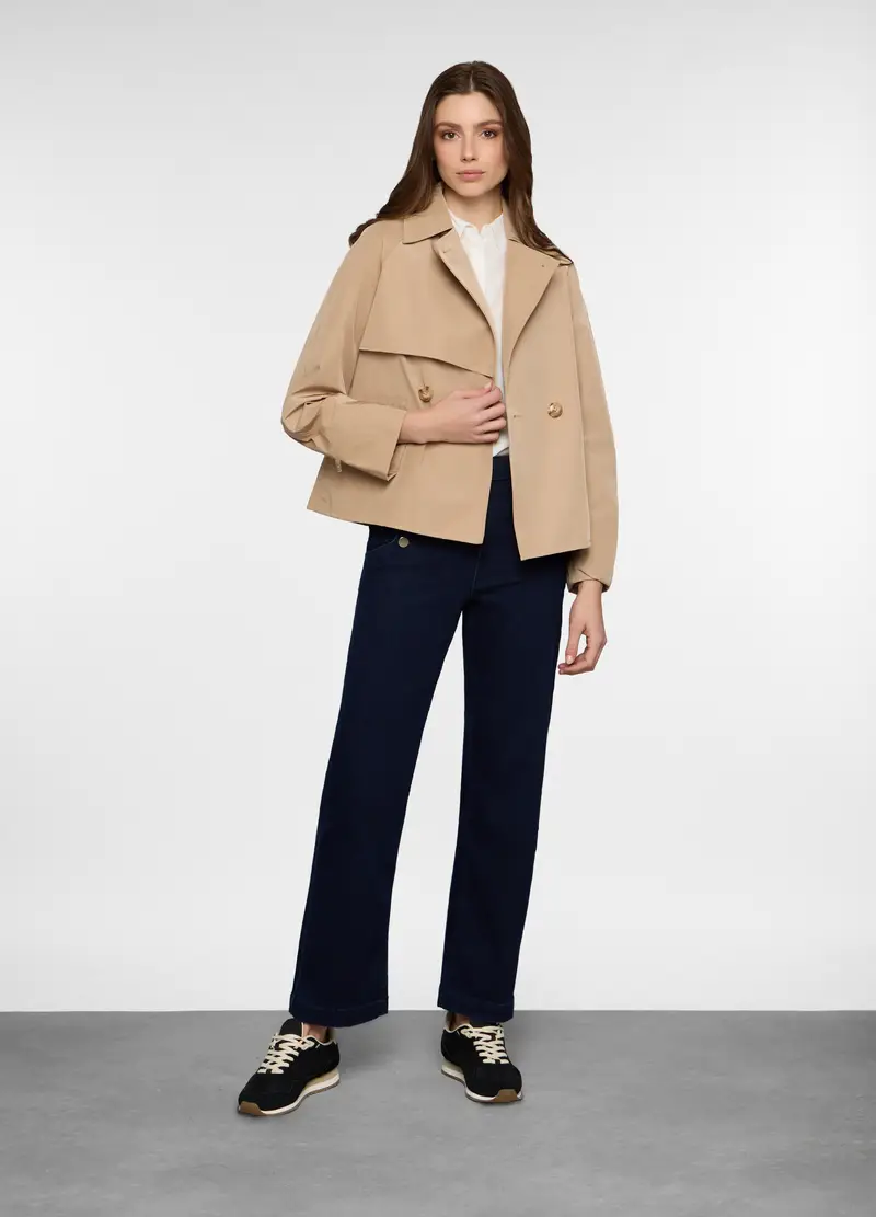 Trench Doppiopetto Con Collo Revers Donna, Beige chiaro