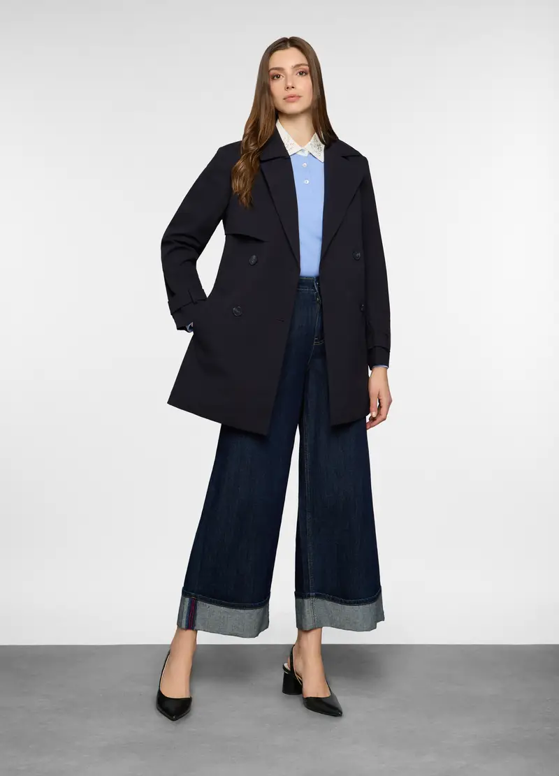 Trench Doppiopetto Donna, Blu navy