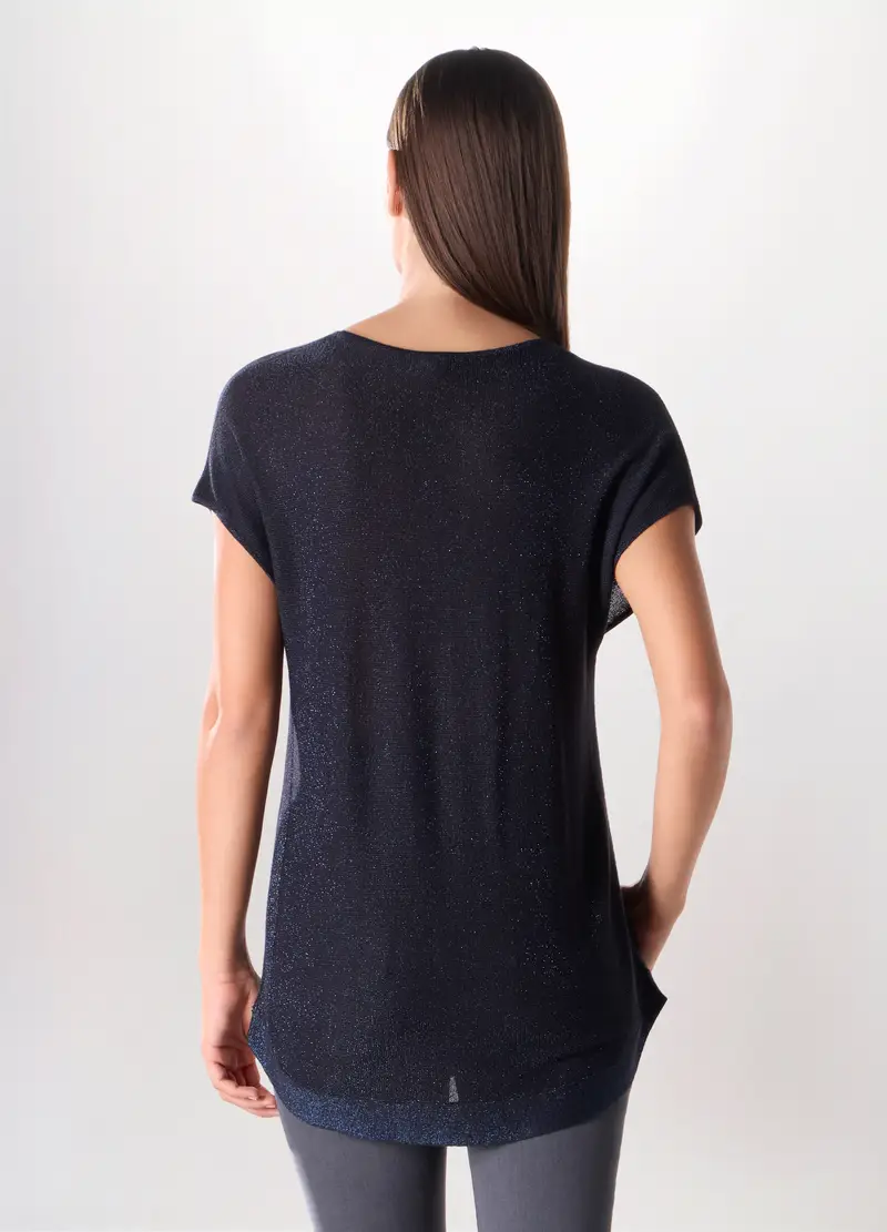 Tricot A Maniche Corte Donna, Blu navy miniatura 2