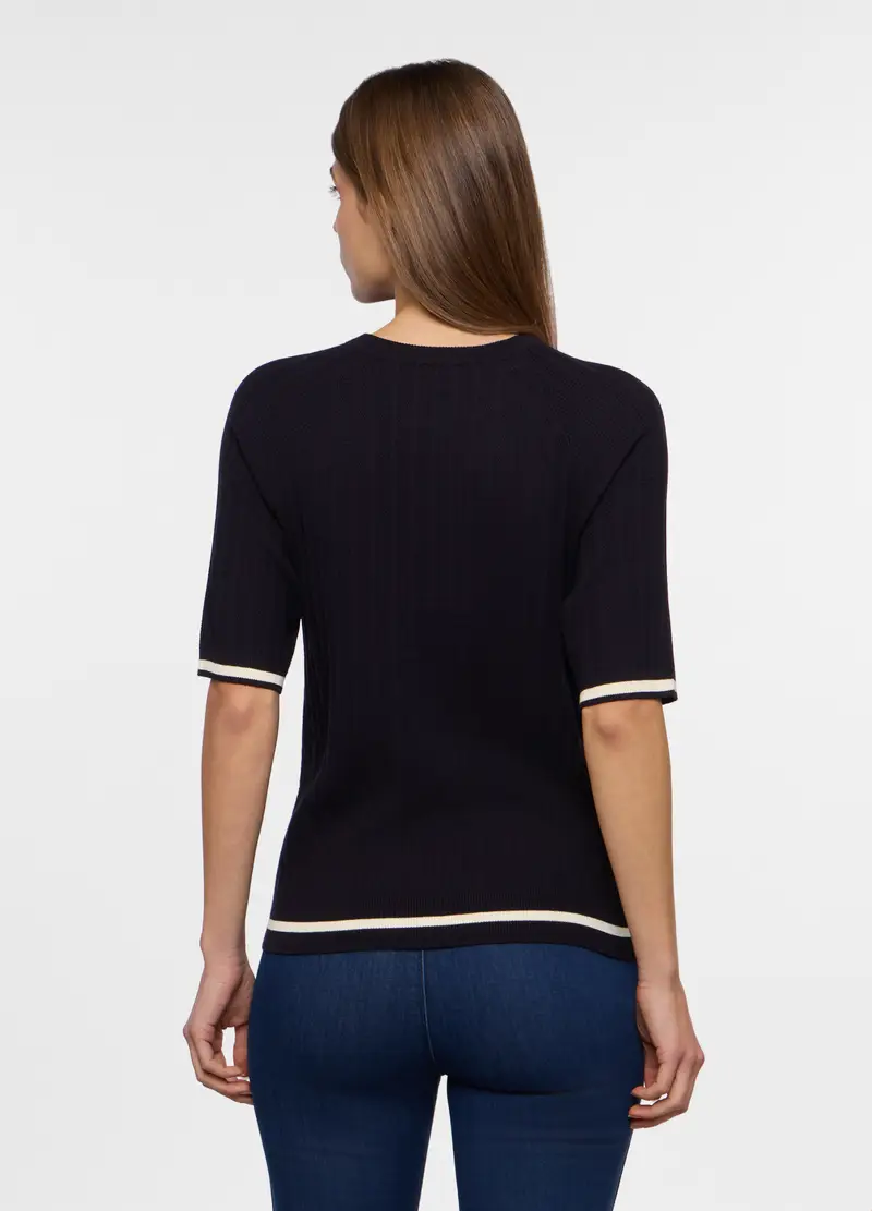 Tricot A Maniche Corte Donna, Blu navy miniatura 2