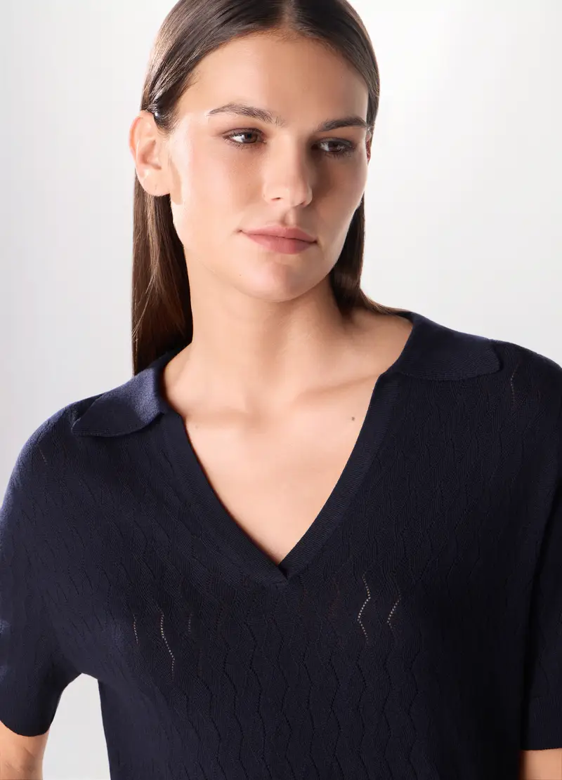 Upim, Tricot A Maniche Corte In Misto Viscosa Donna, Blu navy, Taglia: S miniatura 2