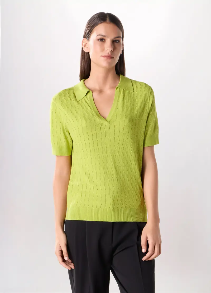 Upim, Tricot A Maniche Corte In Misto Viscosa Donna, Verde chiaro, Taglia: S