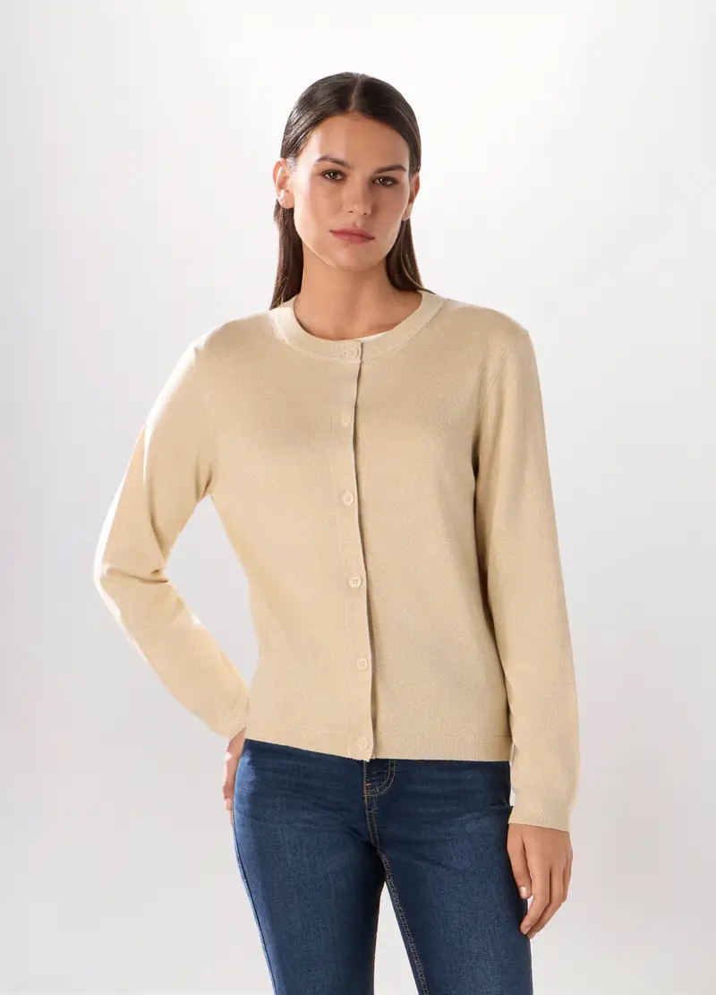 Upim, Tricot A Maniche Corte Misto Viscosa Donna, Beige chiaro, Taglia: S