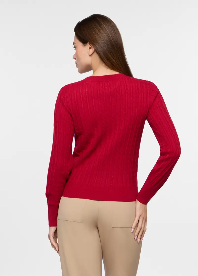 Tricot A Treccia Donna, Rosso aragosta miniatura 2