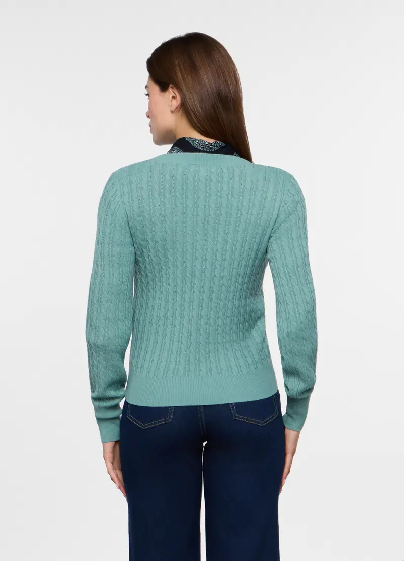 Tricot A Treccia Donna, Verde chiaro miniatura 2