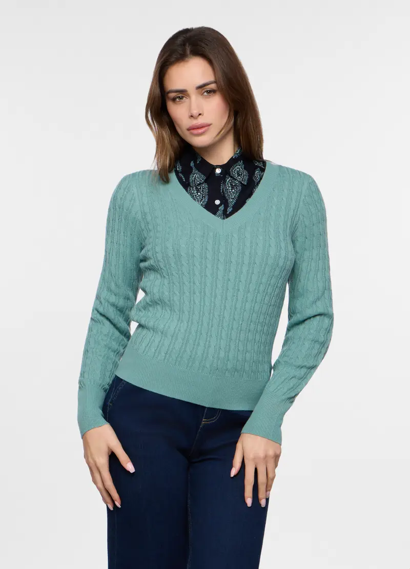 Tricot A Treccia Donna, Verde chiaro