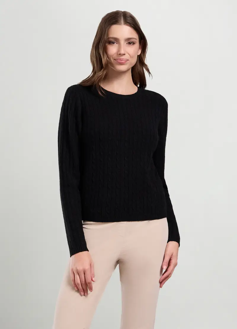 Tricot Con Lavorazione A Treccia Donna, Nero