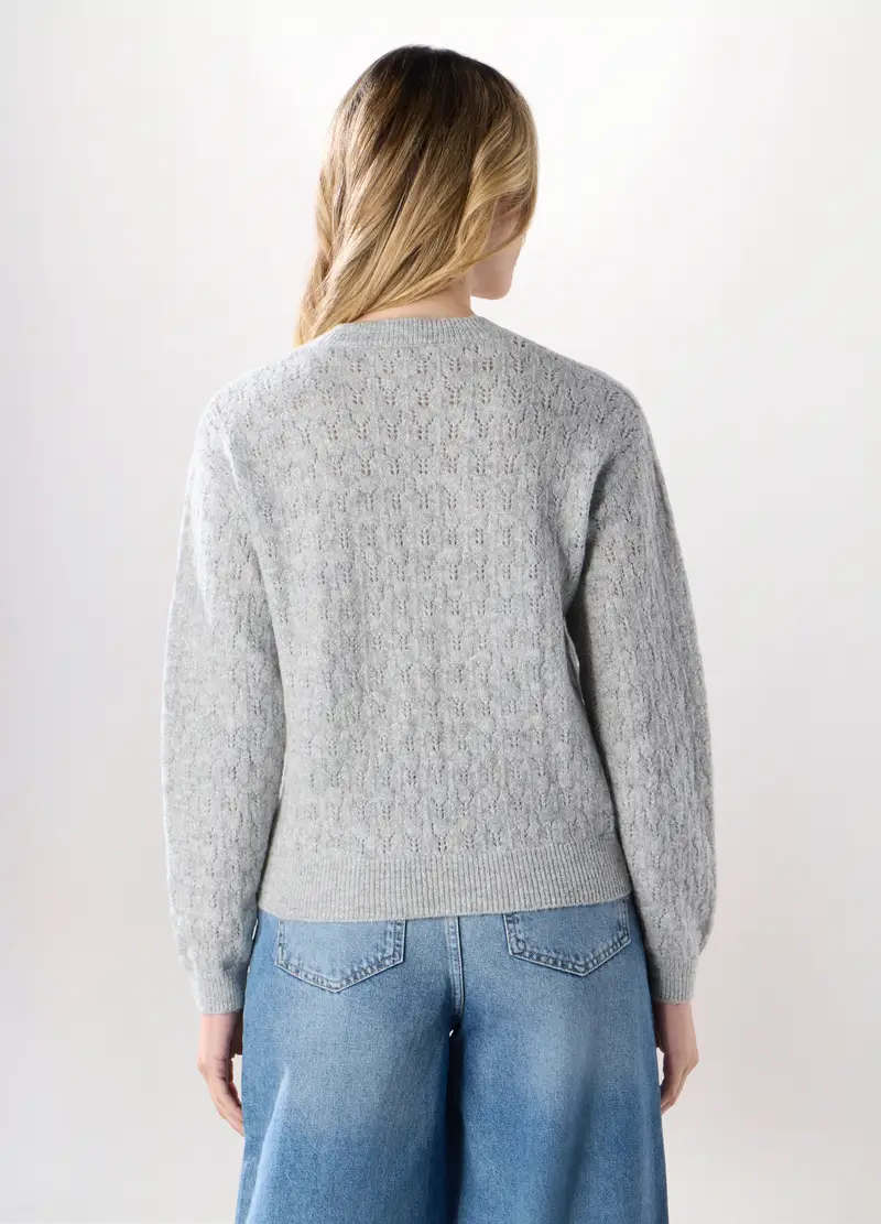 Tricot Con Lavorazione Traforata Donna, Grigio chiaro miniatura 2