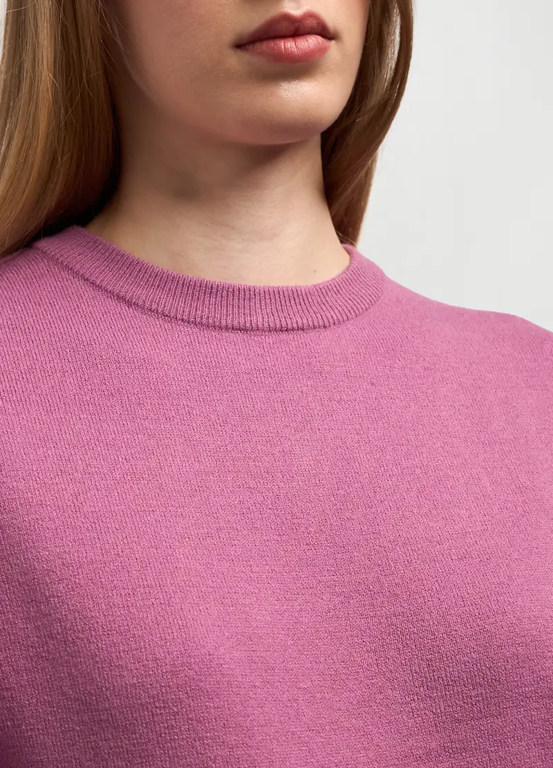 Tricot Con Maniche A Palloncino Donna, Rosa pastello miniatura 3