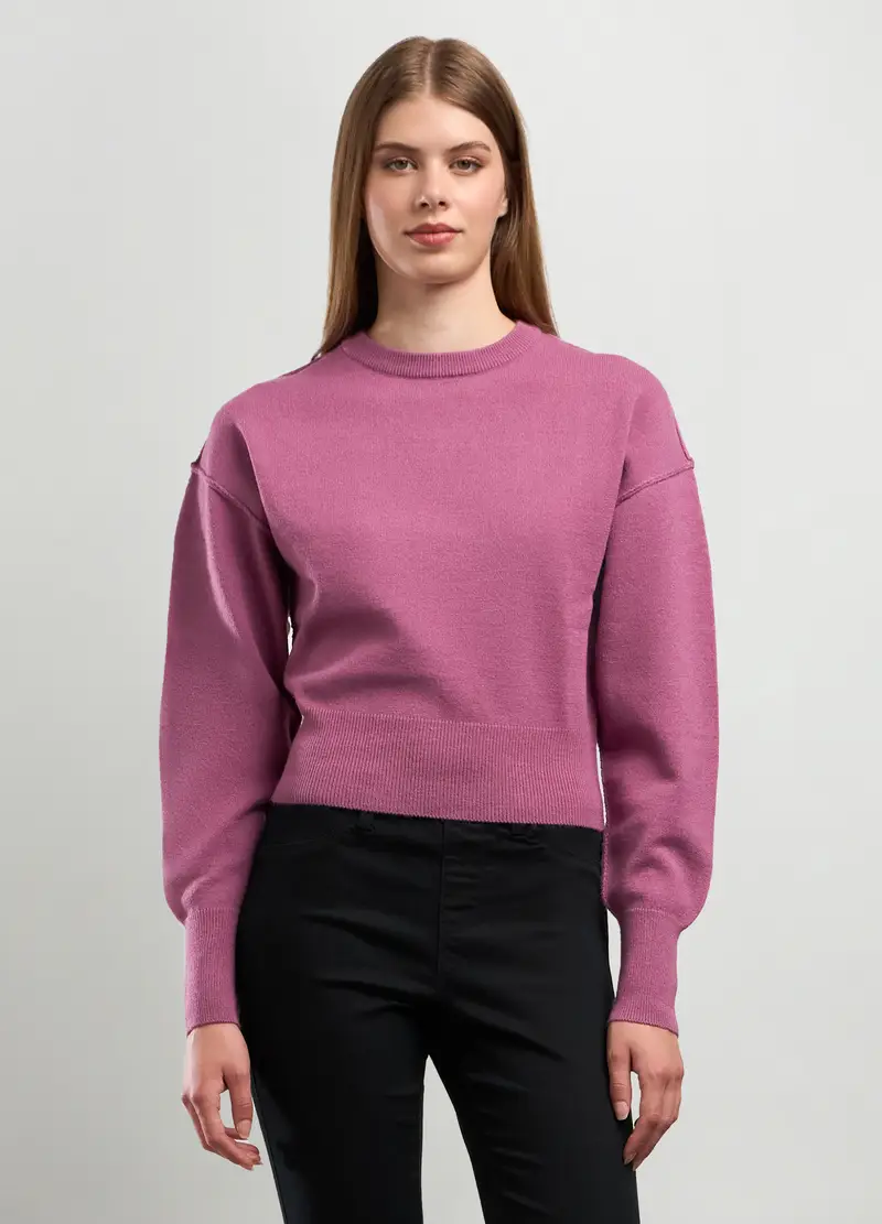 Tricot Con Maniche A Palloncino Donna, Rosa pastello