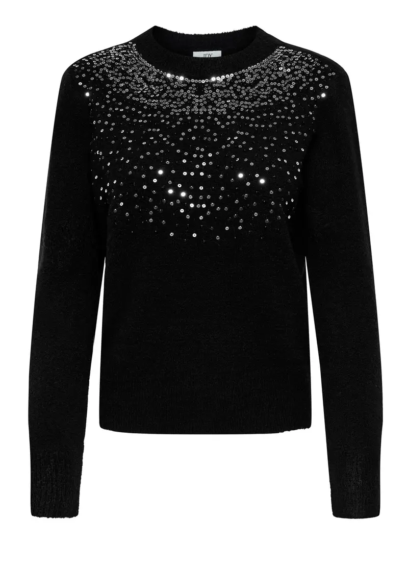 Tricot Con Paillettes Applicate Donna, Unisex, Nero miniatura 3