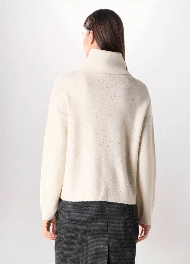 Tricot Con Paillettes Donna, Beige chiaro miniatura 2