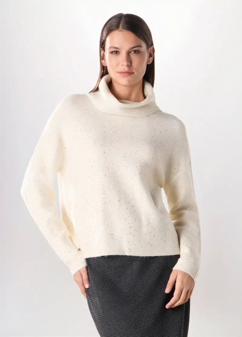 Tricot Con Paillettes Donna, Beige chiaro