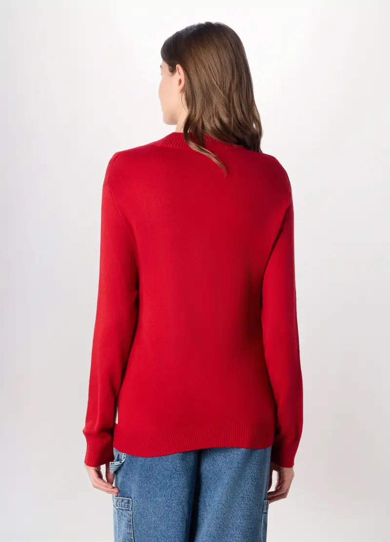 Tricot Con Pon Pom Donna, Rosso aragosta miniatura 2