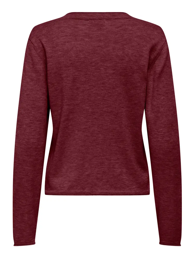 Tricot Con Scollo A V Donna, Unisex, Rosso scuro miniatura 2