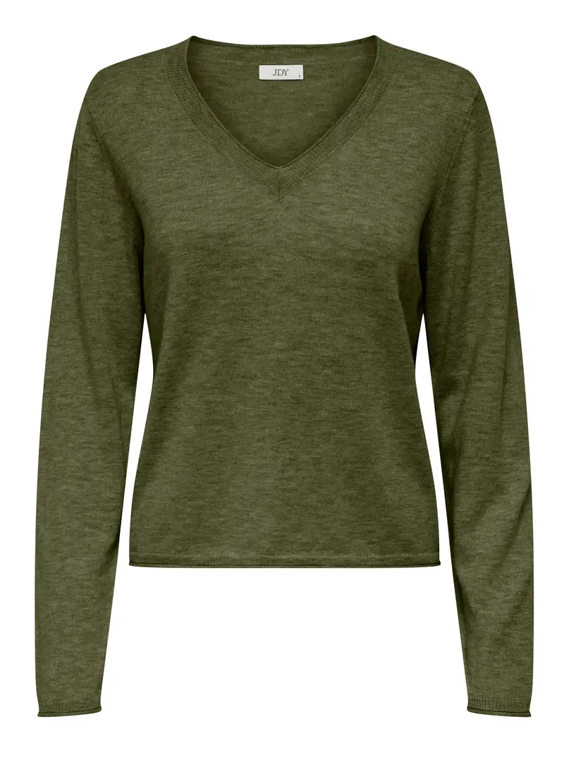 Tricot Con Scollo A V Donna, Unisex, Verde foglia