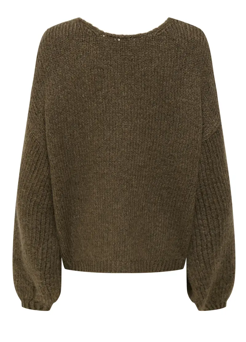 Tricot Con Scollo A V Donna, Unisex, Verde scuro miniatura 2