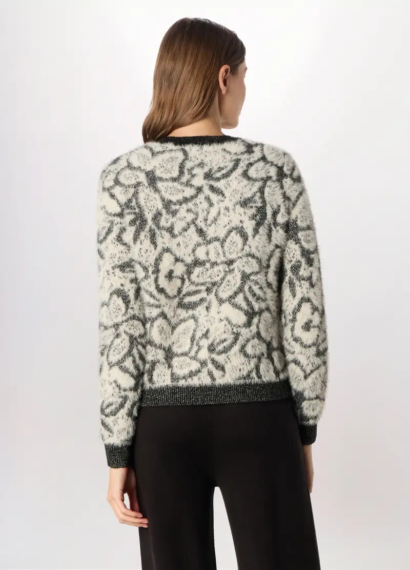 Tricot Fluffy Lavorato Donna, Grigio cenere miniatura 2