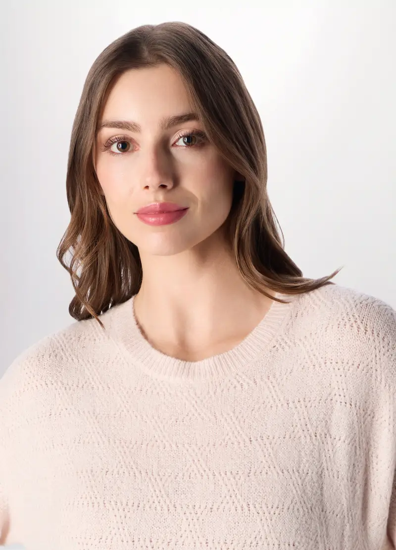 Tricot Girocollo Donna, Rosa chiaro miniatura 3