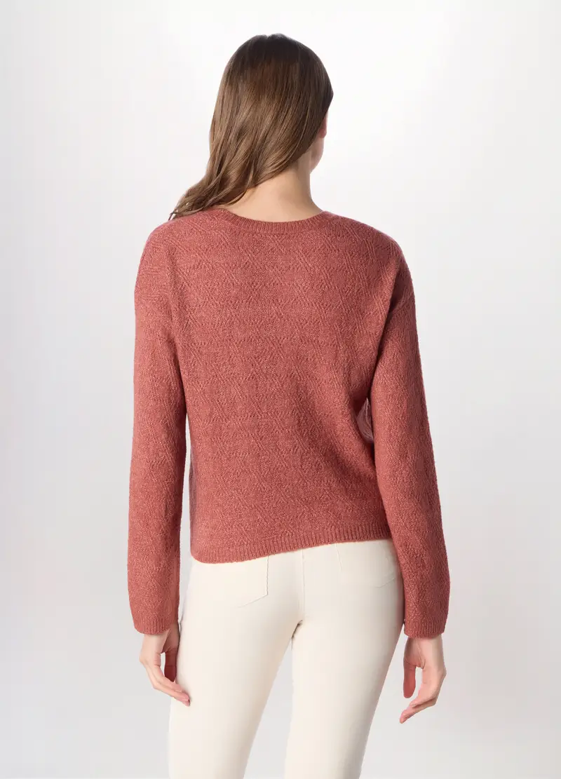 Tricot Girocollo Donna, Rosso mattone miniatura 2