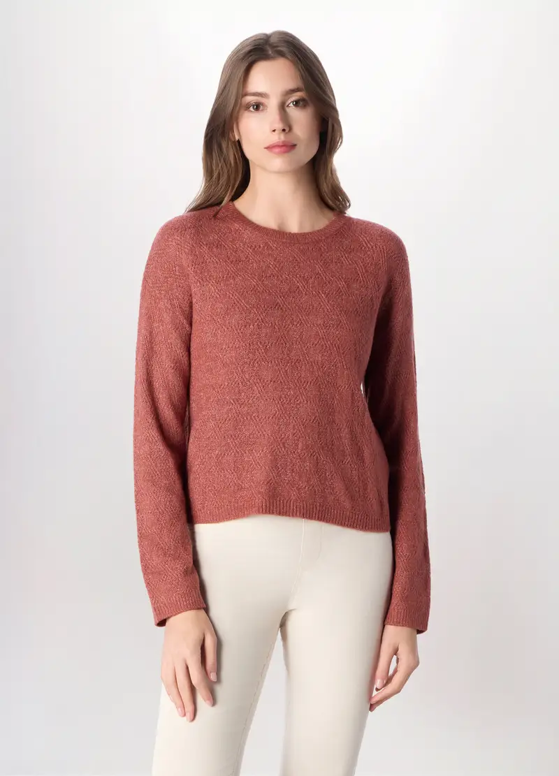 Tricot Girocollo Donna, Rosso mattone