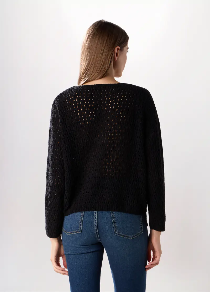 Tricot In Ciniglia Donna, Nero miniatura 2