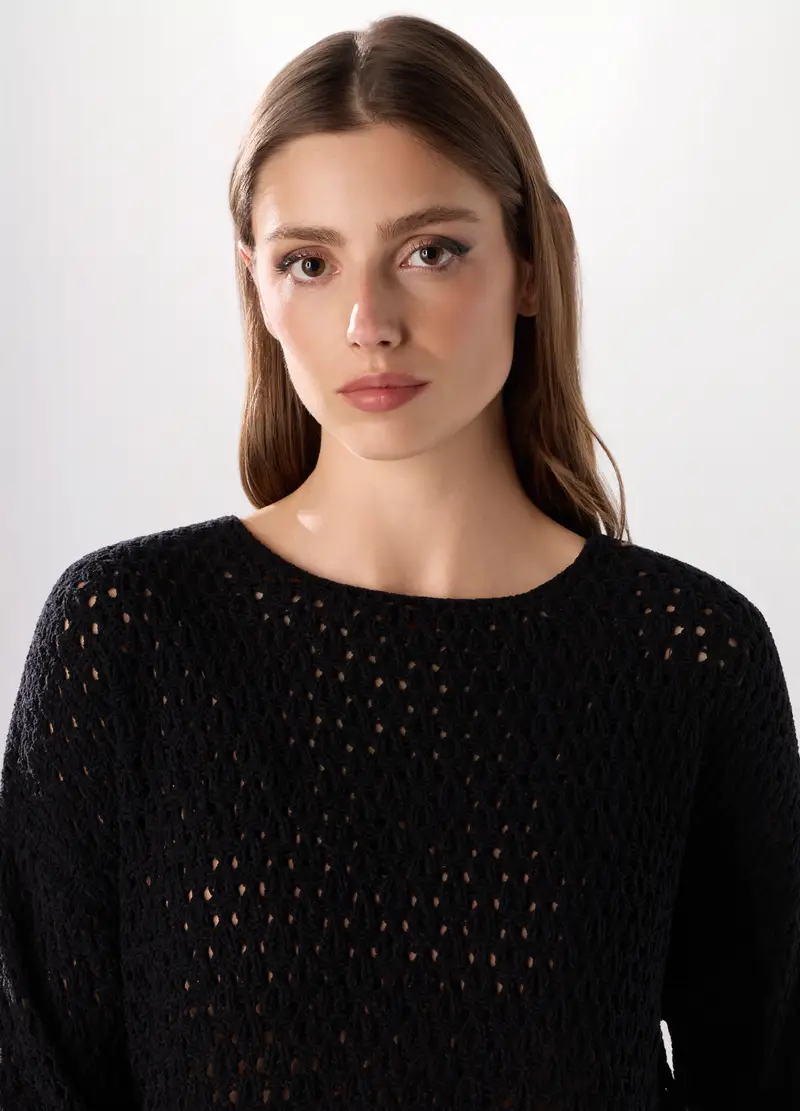 Tricot In Ciniglia Donna, Nero miniatura 3