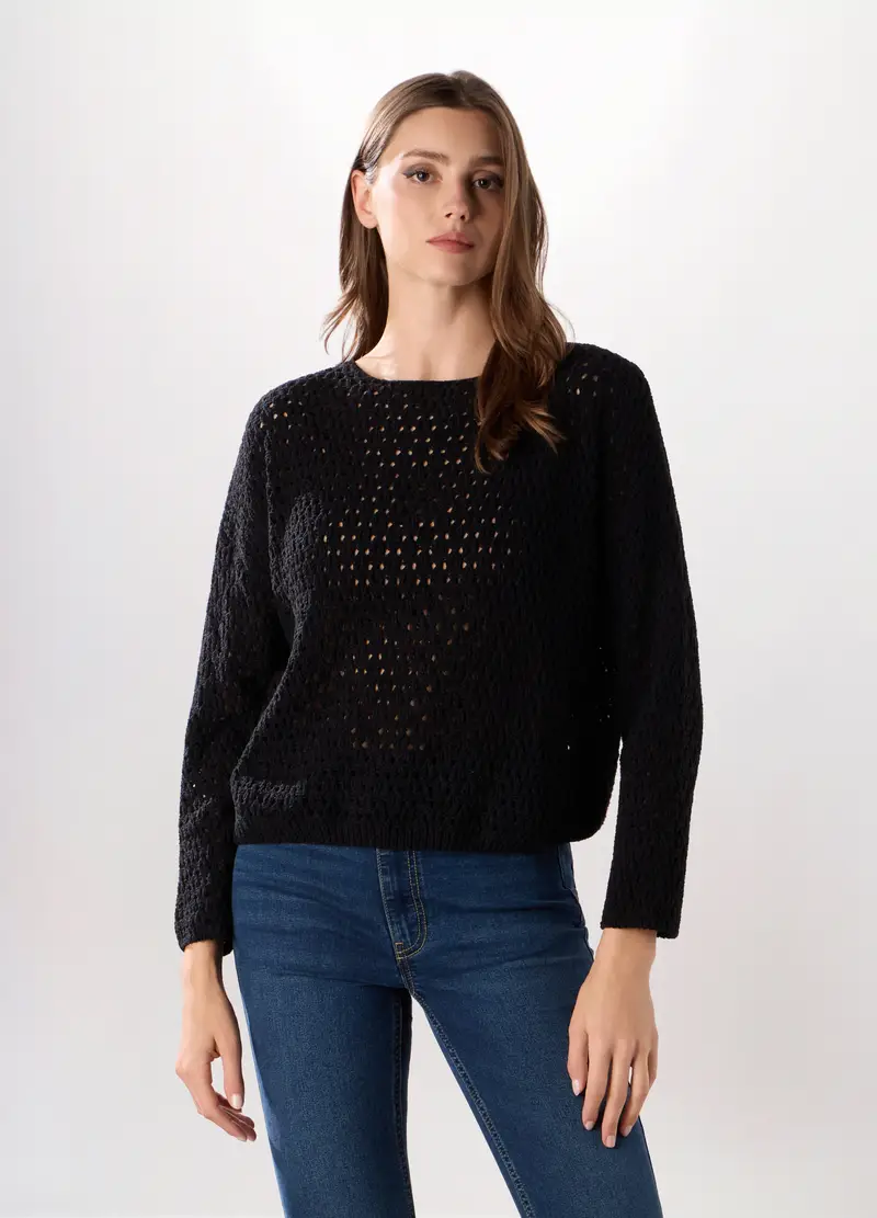 Tricot In Ciniglia Donna, Nero