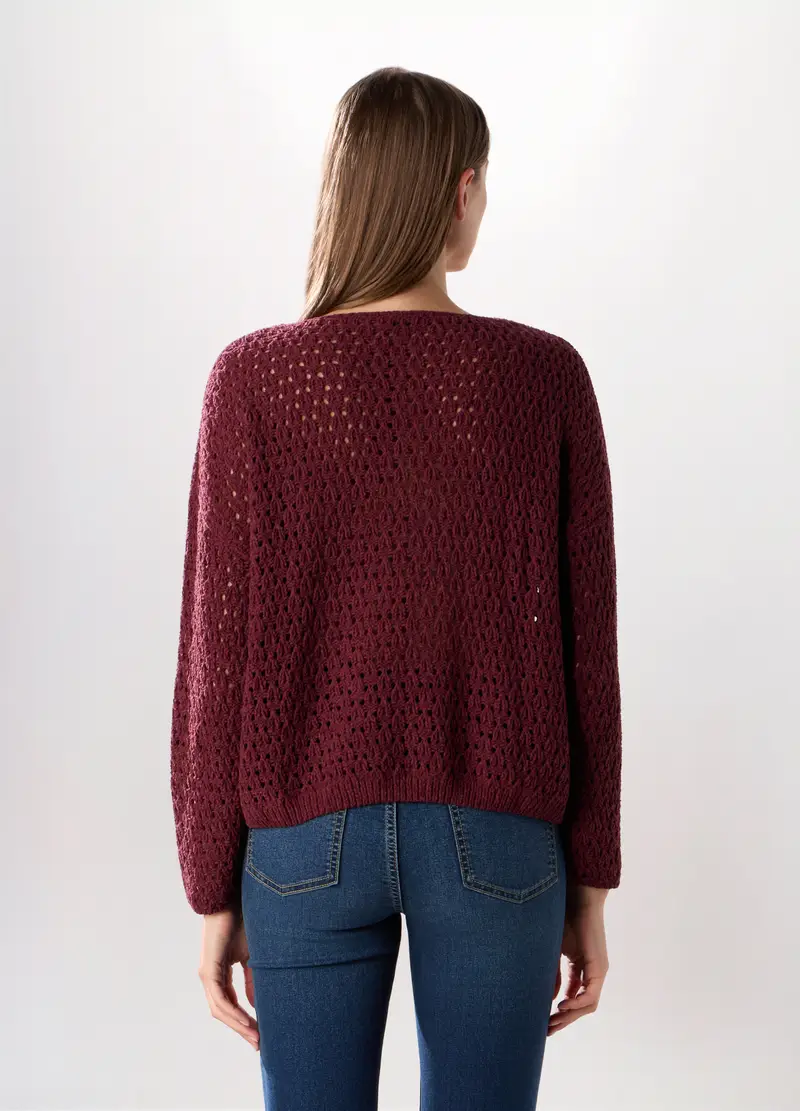 Tricot In Ciniglia Donna, Rosso burgundy miniatura 2