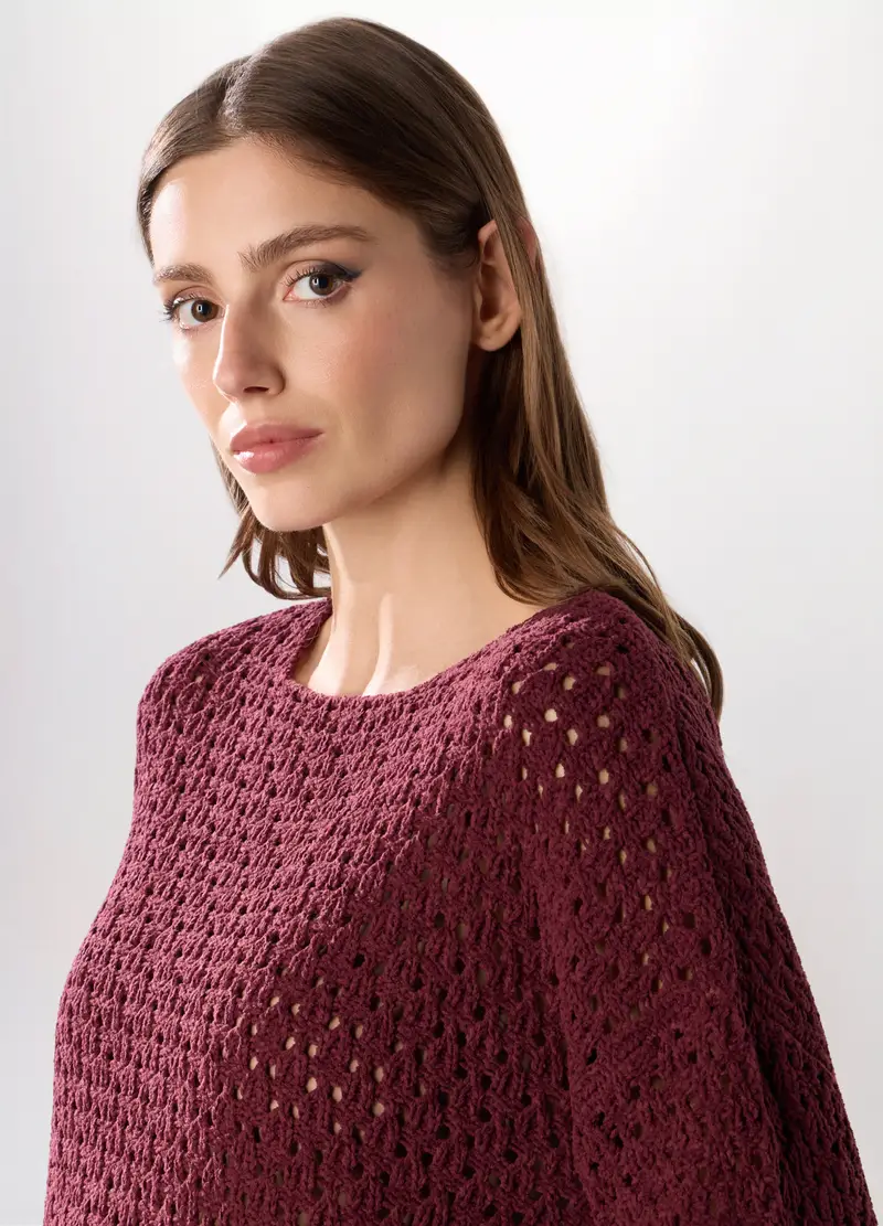 Tricot In Ciniglia Donna, Rosso burgundy miniatura 3