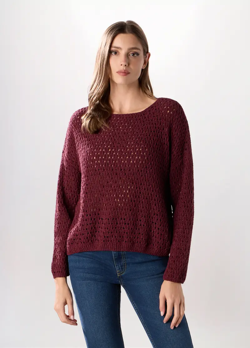 Tricot In Ciniglia Donna, Rosso burgundy