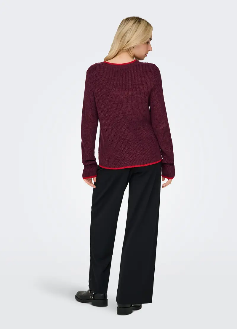 Tricot In Costina Donna, Unisex, Rosso bordeaux miniatura 2