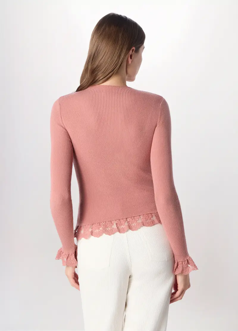 Tricot In Costina Misto Viscosa Donna, Rosa pastello miniatura 2