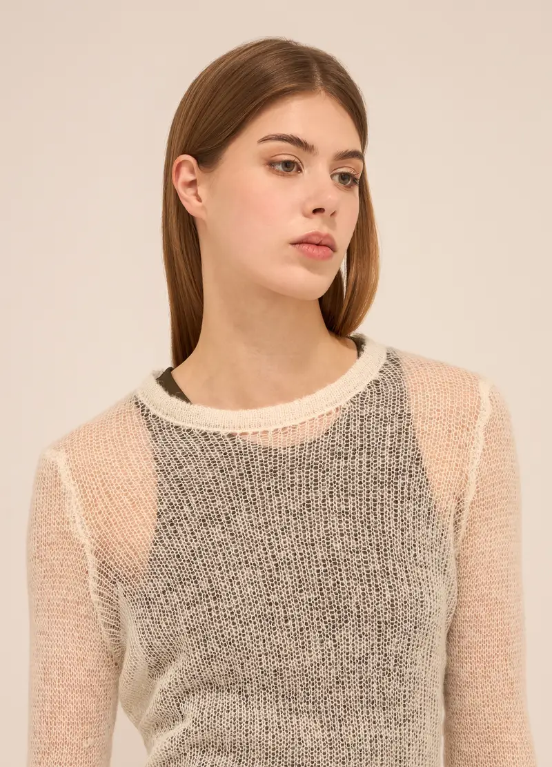 Upim, Tricot In Misto Lana Di Alpaca Donna, Bianco panna, Taglia: XS miniatura 2
