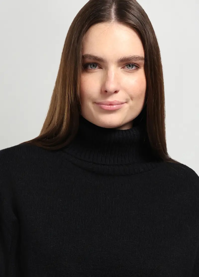 Tricot In Misto Lana Donna Curvy, Nero miniatura 3