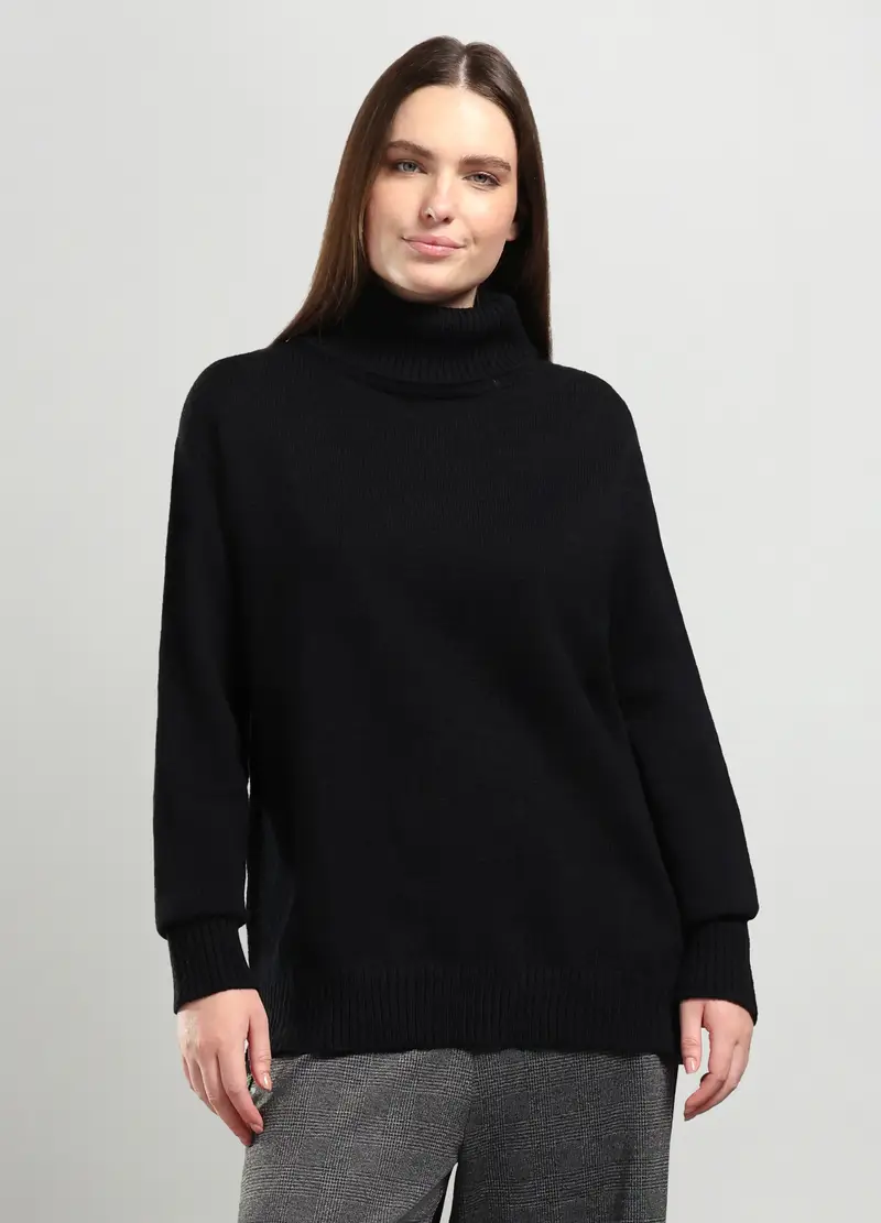 Tricot In Misto Lana Donna Curvy, Nero